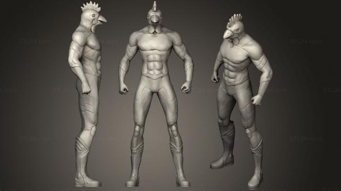 Статуэтки герои, монстры и демоны (Животное-Герой Чикен, STKM_0606) 3D модель для ЧПУ станка